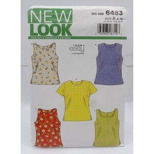 New Look Sewing Pattern 6483 Women's Tops Size 6-16 (5 Styles) Open/Uncut